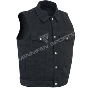 Gilet de motard en toile 100% coton noir pour homme, décontracté, respirant, réversible, avec logo personnalisé disponible - Product Image 1