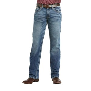 Jean en denim coupe bootcut pour homme, taille mi-haute, coupe droite, faible élasticité, braguette zippée, style vintage hip-hop, délavé, OEM - Product Image 6