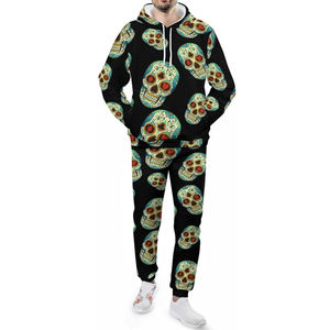 Mens Black Solid Cotton/Polyester <b>Lightweight</b> <b>Hoodie</b> Tracksuit Set Casual Hooded Sweatshirt and Jogger Pants - Product Image 1