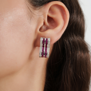 Pendientes de Plata de Ley 925 Hechos a Mano de Alta Calidad con Rubí Natural y Diamantes para Mujer - Product Image 2