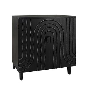 Moderno Gabinete de Almacenamiento de Madera Negra de 30 Pulgadas con Puerta Decorativa, Aparador para Sala de Estar, Dormitorio o Entrada - Product Image 4