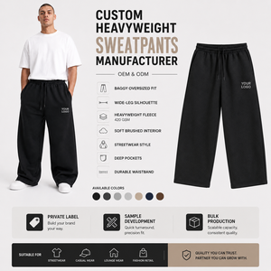 Winter Thermal 480 GSM Cotton Blend Fleece Men's Relaxed Wide Leg Sweatpants Private Label Baggy <b>Joggers</b> Wholesale Supplier - Product Image 4