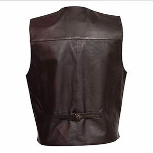 Chaleco de Cuero para Motocicleta, Clásico, de Lana, Casual, de Invierno, para Hombre, Chaleco de Motociclista Genuino, Transpirable, con Botones Cubiertos, Cuello en V - Product Image 2