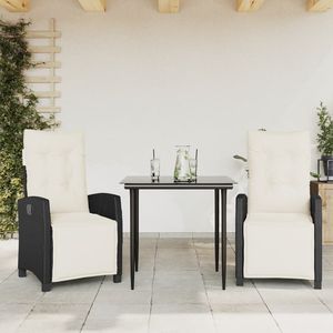 Ensemble de salle à manger de jardin noir et blanc crème - Product Image 1