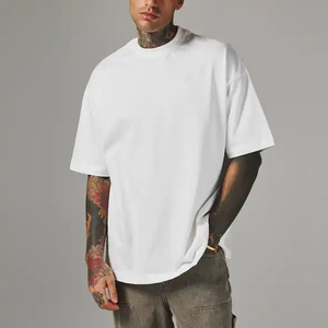 Camiseta de manga corta para hombre, 100% algodón, tejido de felpa transpirable, estilo vintage, talla grande, peso pesado. - Product Image 2