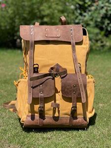 Mochila de Lona Resistente al Agua con Cuero Genuino para Viajes Diarios, Bolsa para Portátil, Venta al Por Mayor, Fabricante OEM con Logotipo Personalizado LCB-0071 - Product Image 6