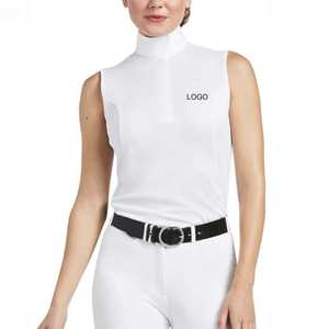 Chaleco Ecuestre sin Mangas para Mujer con Cierre, Cuello Alto, Color Blanco Sólido, Tejido Transpirable - Product Image 1