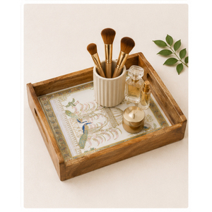 Juego de 3 bandejas de servir de madera MDF premium con estampado de Medusa de lujo, bandeja rectangular decorativa con asas para decoración del hogar y hoteles - Product Image 4