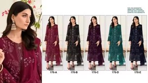 Pakistani Indian Chiffon Embroidered Acrylic Anarkali Lehenga Choli Long Sleeve Maxi Moisture Wicking Luxury Embellishment Party - Product Image 1