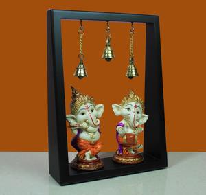 Artesanía Premium: Estatua de Ganesha Bailando con Marco y Campana, Decoración Hindú para Templo y Hogar, Hecho a Mano en Rajastán - Product Image 2