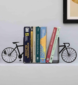 New design Bicycle bookends metal matte black PWD iron bookend set decorative bike book holder modern bookshelf organizer - Product Image 3