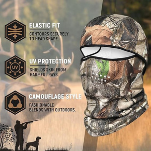 Camo Hunting Balaclava Full Face Mask Windproof Breathable UV Protection 92% Polyester Spandex Woodland Camouflage <b>Head</b> <b>Cover</b> - Product Image 6