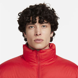 Veste matelassée rouge pour homme, col montant, fermeture éclair, coupe-vent, manteau d'hiver décontracté, style épais, rembourrage en polyester - Product Image 2