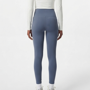Leggings de yoga taille haute sans couture, longueur intégrale, couleur unie, extensibles dans quatre directions, pantalon de sport pour femme en Spandex et Nylon - Product Image 2