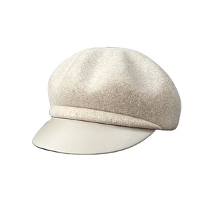 Autumn Winter British Temperament <b>Top</b> <b>Hat</b> Fashion Korean Leather Eaves Woolen Duck Tongue Octagon Painter's <b>Hat</b> Casual - Product Image 1