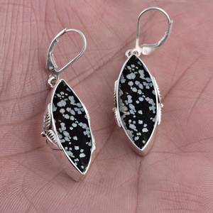 Obsidian 925 Sterling Silver Gold Plated Stud <b>Earrings</b> Handmade Gemstone Jewelry <b>Black</b> Stone <b>Women's</b> Anniversary Party Gift - Product Image 5