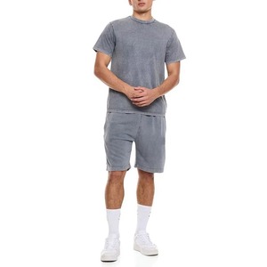 Ensemble décontracté deux pièces pour homme en 100 % coton, style urbain, t-shirt et short, léger, confortable, respirant, anti-plis, idéal pour la gym, été - Product Image 3