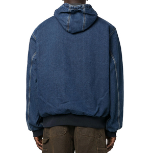 Sweat-shirts en jean à fermeture éclair pour homme, taille plus, couleur bleue, coton léger, poignets élastiques et poches - Product Image 2