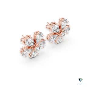 Bague florale pour femme en or rose 14 carats massif avec diamant de laboratoire en forme de poire de 0,76 ct - Product Image 5