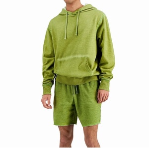 Ensemble sweat à capuche et short pour homme de qualité supérieure, en molleton français surdimensionné, effet délavé vintage, fabriqué au Pakistan - Product Image 1