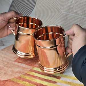 Pure <b>Copper</b> Mugs 16oz, Handmade Solid <b>Copper</b> Drinkware, Rustic Moscow Mule <b>Cups</b>, Ayurvedic Water Mug, Gift for Him Her - Product Image 2