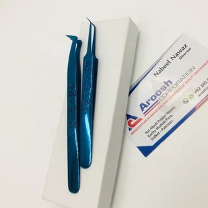 Pinzas de extensión de pestañas de acero inoxidable azul Plasma profesional de alta calidad logotipo personalizado hermoso agarre de corazón punta puntiaguda - Product Image 1
