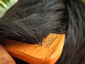Peigne à cheveux en bois de Neem naturel, fait à la main, antistatique, démêlant, écologique, élégant, outil de soin des cheveux - Product Image 2