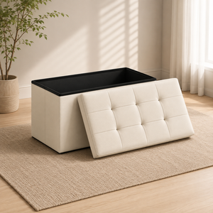 Deluxe Fabric Storage Ottoman Bench for Living Room Home Furniture - Product Image 3