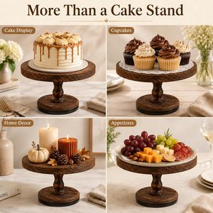 Wooden <b>Cake</b> <b>Stand</b> 6 inch Rustic Rotating Wood Cupcake <b>Stand</b> with 360 Turntable Pedestal Base Farmhouse Dessert Display - Product Image 4