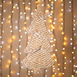 Collier d'arbre de Noël de haute qualité accrocheur deux tons rotin jonc de mer collier d'arbre collier d'arbre de Noël à la main - Product Image 6