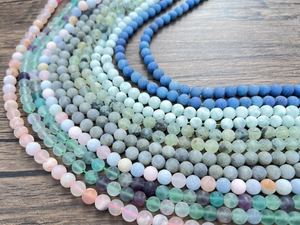 Natural Matte Round Gemstone Beads 4mm 6mm 8mm 10mm Jewelry Making Amethyst Rose Quartz Crystal Jade - Product Image 3