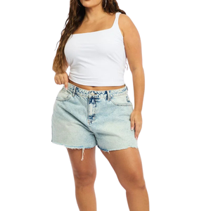 Échantillon gratuit Short en jean pour femmes grandes tailles Vente en gros Tissu personnalisable Meilleure qualité - Product Image 5