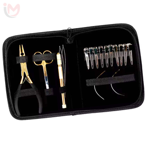 Kit d'outils professionnels de haute qualité IMANS ENTERPRISES pour extensions de cheveux, comprenant des pinces en acier inoxydable, des aiguilles à crochet, des boucles OEM - Product Image 1