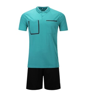Men's <b>Yellow</b> Soccer <b>Polo</b> <b>Shirt</b> With Pockets Moisture Wicking Short Sleeve Summer Sport Apparel Regular Fit Black Shorts Set - Product Image 4