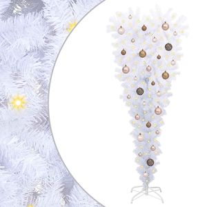Sapin de Noël artificiel blanc de 59,06 pouces en PVC et acier avec lumières de Noël - Product Image 2
