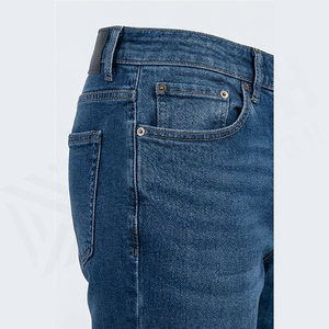 Jean en denim coupe droite délavé foncé pour homme, taille mi-haute, coupe ajustée, en coton, style décontracté, pantalon de printemps - Product Image 5