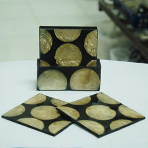 Vajilla de concha marina para posavasos, cristalería y manteles individuales, posavasos con motivo de mosaico, tamaño 100 - Product Image 1