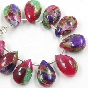 Piedras Preciosas Naturales de Turquesa Mojave Cobre, Hechas a Mano, 14X10MM, Forma de Lágrima, Sueltas y Lisas para Joyería - Product Image 1