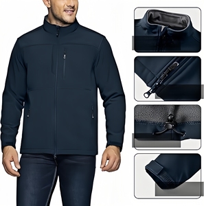 Men's Lightweight Softshell <b>Jacket</b> - <b>Fleece</b> <b>Lined</b> Windproof Waterproof Coat for Outdoor Hiking - Product Image 5