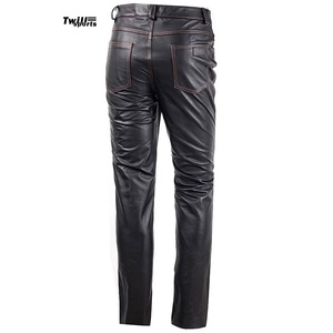 Pantalones de cuero ajustados a la moda para hombre, pantalones de cuero genuino de alta calidad para hombre, pantalones de cuero de piel de vaca al mejor precio - Product Image 2
