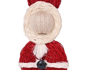 Ornement suspendu artisanal en rotin Père Noël (rouge, blanc et noir) pour la décoration rustique de l'arbre de Noël - Product Image 3