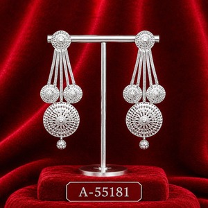 Vintage Silver Plated Zinc Alloy Filigree Crown Drop <b>Earrings</b> Women's Wedding Jewelry MOLL JEWELLERS A-55181 - Product Image 1