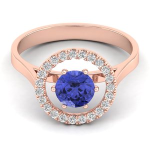 Bagues REYES en argent sterling 925 avec pierre précieuse tanzanite taille ronde de 0,84 carat, certifiées GRA, moissanite VVS, bijoux fins en gros - Product Image 5