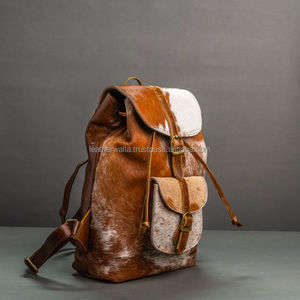 Sac à dos en cuir de vache véritable LW Sac à dos isolé en fourrure de vache de style bohème rock Sac à bandoulière pour ordinateur portable pour femmes Caractéristiques nationales - Product Image 5