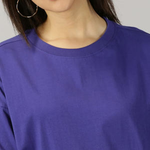 Camiseta de Moda para Chicas, Casual, de Manga Corta, Cuello Redondo, Mezcla de Algodón, Suave, Transpirable, Cómoda, Top de Verano, Corte Holgado, para Gimnasio - Product Image 3