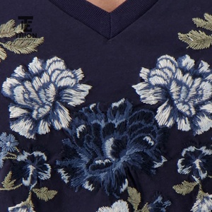Women Embroidery T-<b>Shirts</b> Custom Casual Cotton Tees Stylish Floral Embroidered Tops Soft Comfortable <b>Shirts</b> for Daily Wear and - Product Image 5