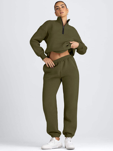 Bulk Wholesale Custom Printed Winter Women's Hooded Casual Solid Loose Fit Lightweight <b>Tracksuit</b> 500 GSM - Product Image 2