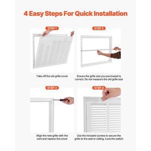 Grille de filtre à air de retour W30 X H20 Couvercle de ventilation à ouverture de conduit avec fonctions de registre et de grille - Product Image 5