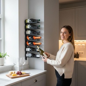 Porte-bouteilles à vin moderne en métal, présentoir élégant pour bar de table - Product Image 4