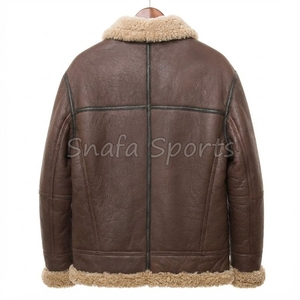Professional Hot Sale <b>Men</b> New Design Custom Brand Leather Shearling <b>Jackets</b> Sheepskin Fur Bomber Leather Coat <b>Jacket</b> - Product Image 2